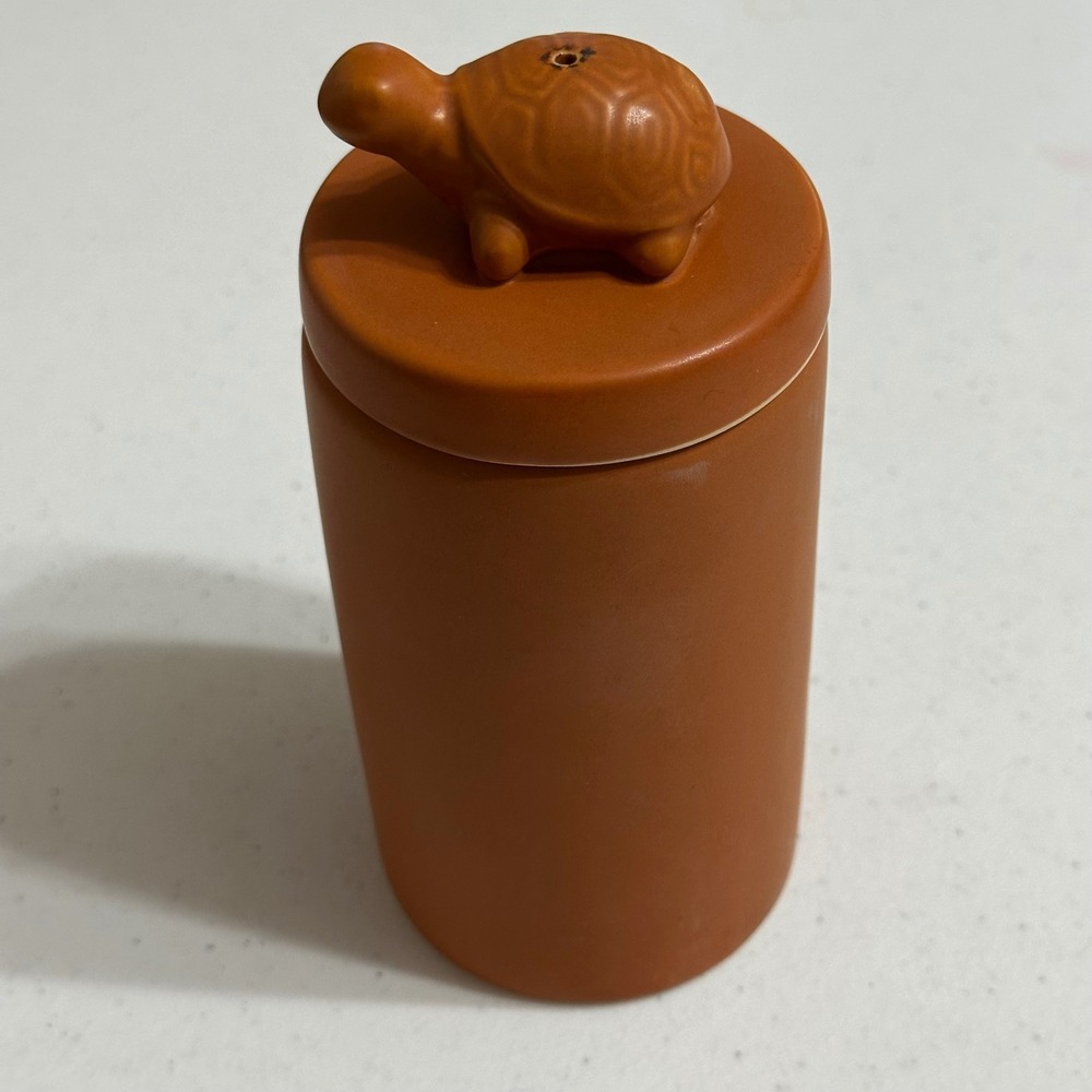 Terracotta Ceramic Turtle Lid Incense‎ Canister Jar Red Clay Earthy Matte Finish